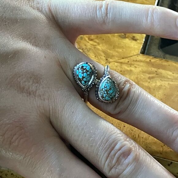Natural Blue Moon Turquoise Sterling Silver Ring Size 6 - Picture 4 of 9